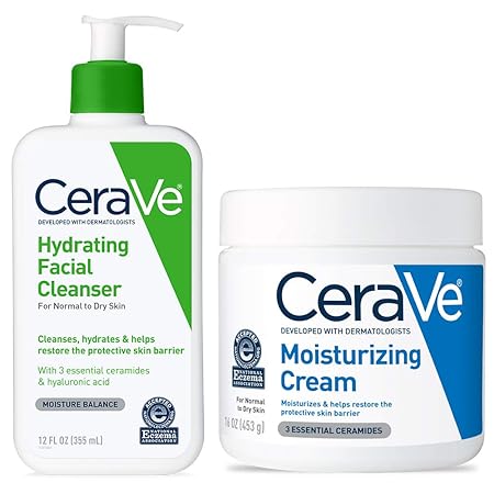 Amazon Com Cerave Daily Skin Care Set For Dry Skin Contains Cerave Moisturizing Cream And Hydrating Face Wash Fragrance Free Beauty