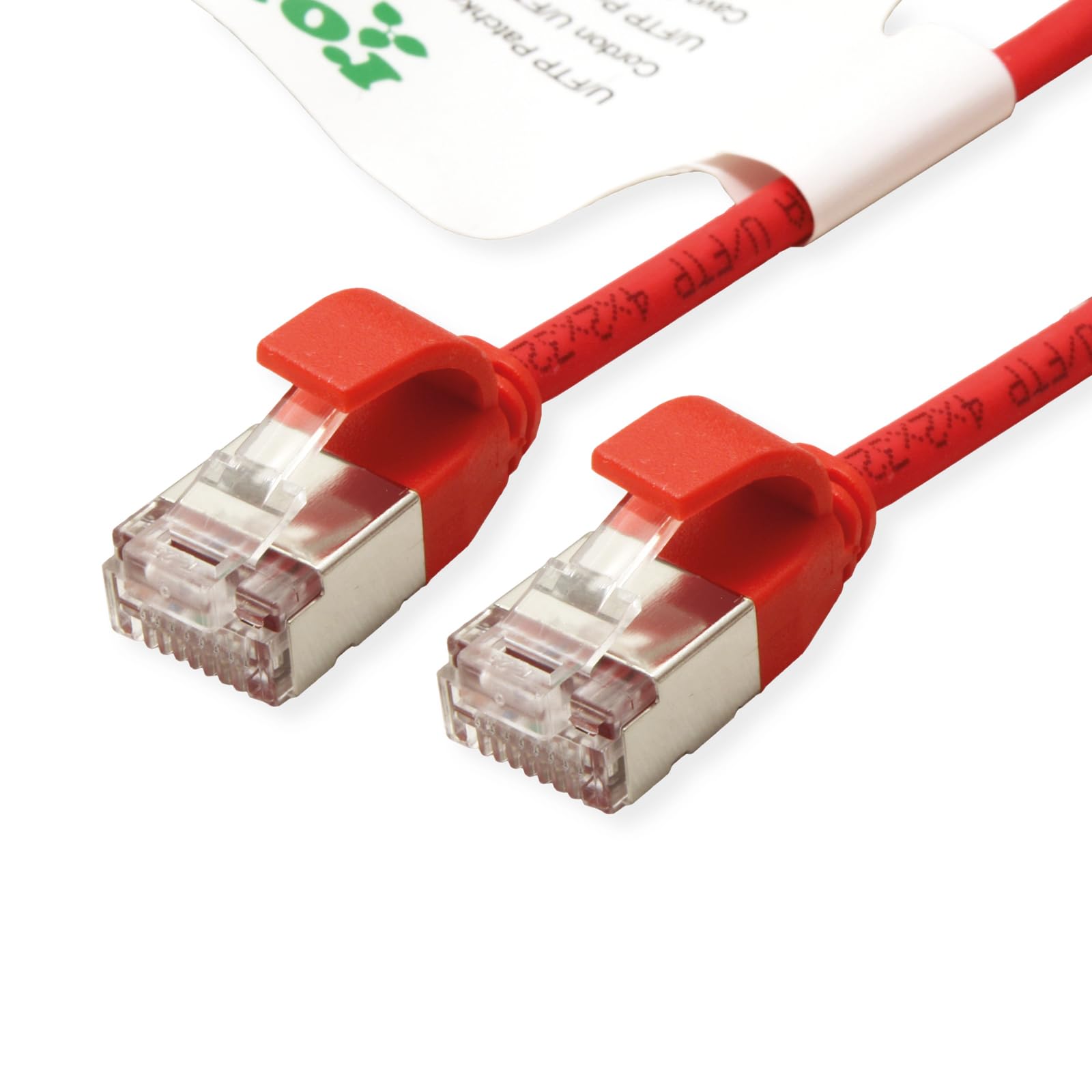 ROLINE GREEN U/FTP Patch Cable Cat.6A (Class EA), LSOH, Slim, Red, 0.3 m — image 1