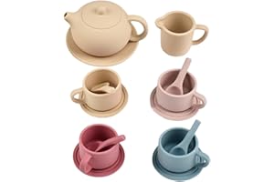 Huvqianu Tea Set for Imitation Toys - Silicone Tea Cup Set | for Boys Games With Friends Birthday Parties Family Night Kinder