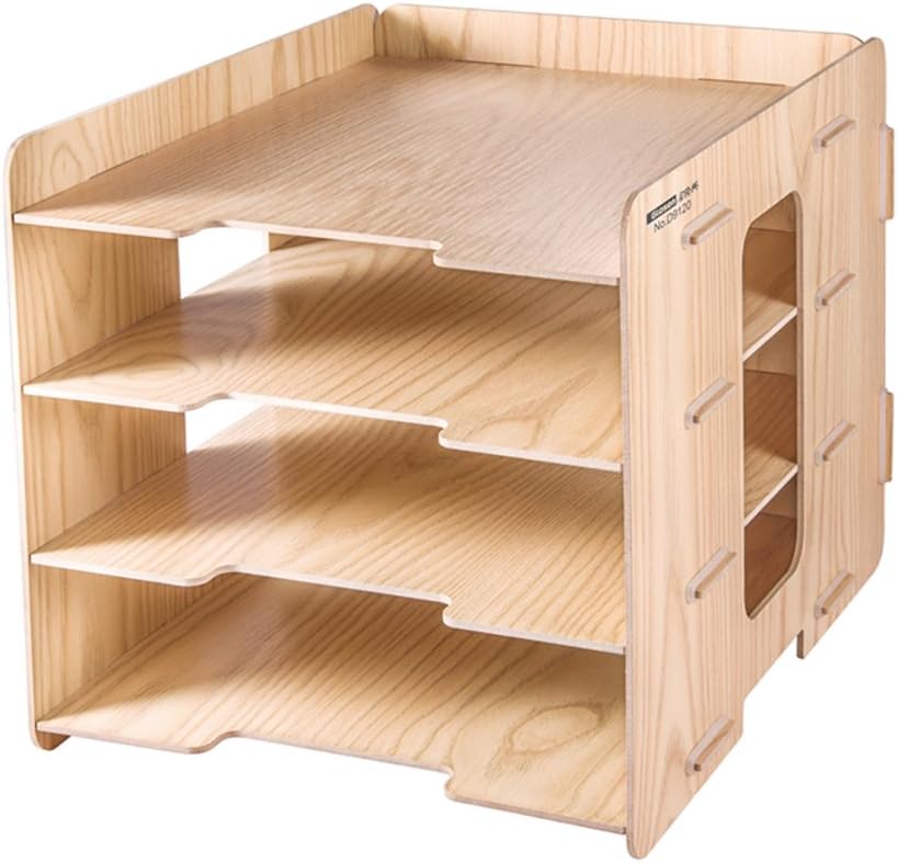 YUNCHENG 3 tier office desktop letter document tray organizer rack Wood files supplies Great gift for your kids or friends-A 11"*13"*10"