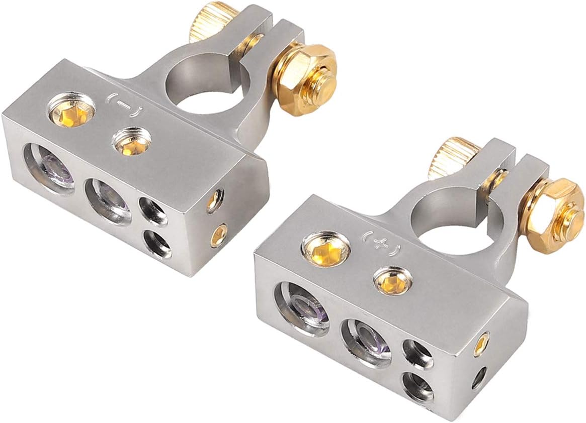 AUTOUTLET 2/4/8/10 Gauge AWG Positive & Negative Silver Battery