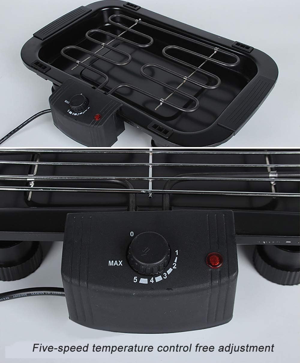 review AWLLY Electric Smokeless Grill Portable BBQ Indoor Washable Barbecue Grill Non Stick Grill Drip Tray, 2000 W,Black