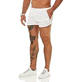 Ouber Men's Fitted Shorts Bodybuilding Workout Gym Running Tight Lifting Shorts with Pockets