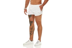 Ouber Men's Fitted Shorts Bodybuilding Workout Gym Running Tight Lifting Shorts with Pockets