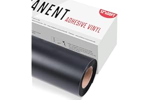 YRYM HT Black Permanent Adhesive Vinyl Roll - 12" x 50 FT for Signs, Scrapbooking, Adhesive Vinyl Sheets for Cricut, Silhouette and Cameo Cutters