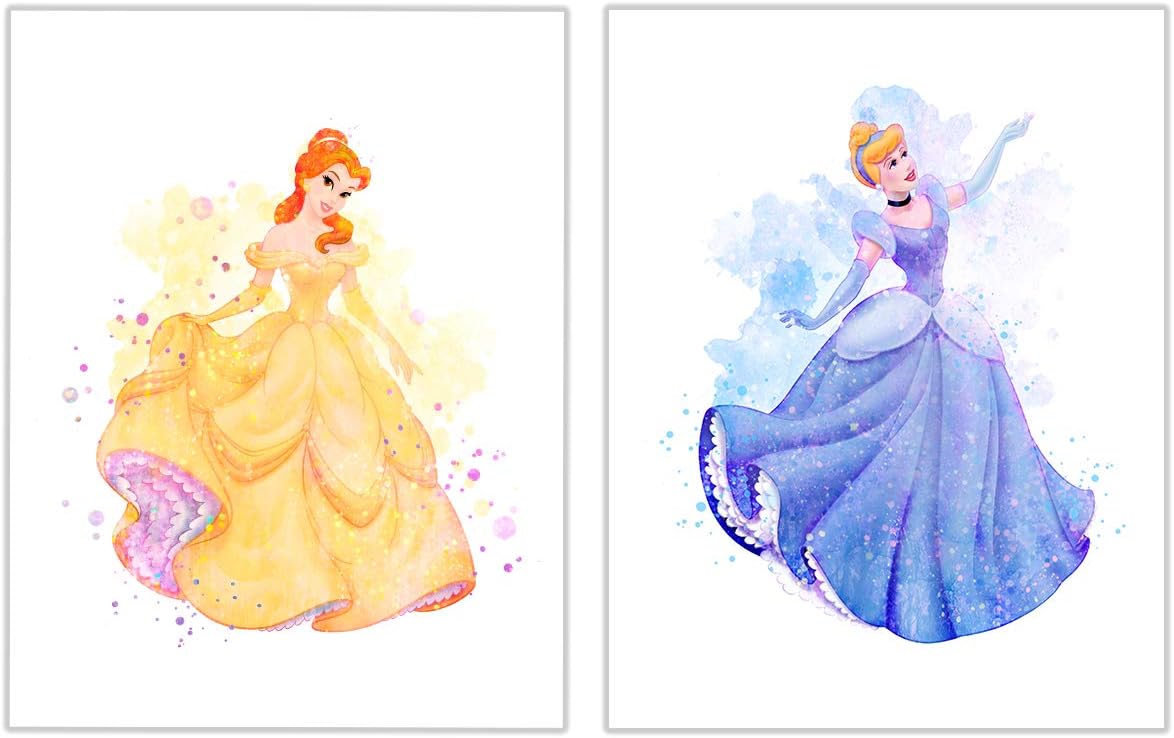 Amazon Herzii Prints プリンセスウォールアート装飾 水彩プリント 9枚セット 8 X 10インチ プリンセスベッドルーム装飾 プリンセスルーム装飾 女の子の寝室用プリンセスウォールデコレーション インテリア オンライン通販