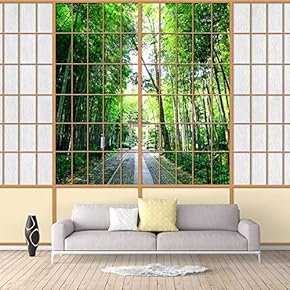 Wall Murals for Bedroom Japanese Grid Windows Removable Wallpaper Peel and Stick Wall Stickers - 66x96 inches