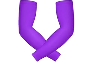 HDE Arm Compression Sleeves for Kids Basketball Shooting Sleeve - Youth Sports Football Baseball Softball Purple - YM, Purple