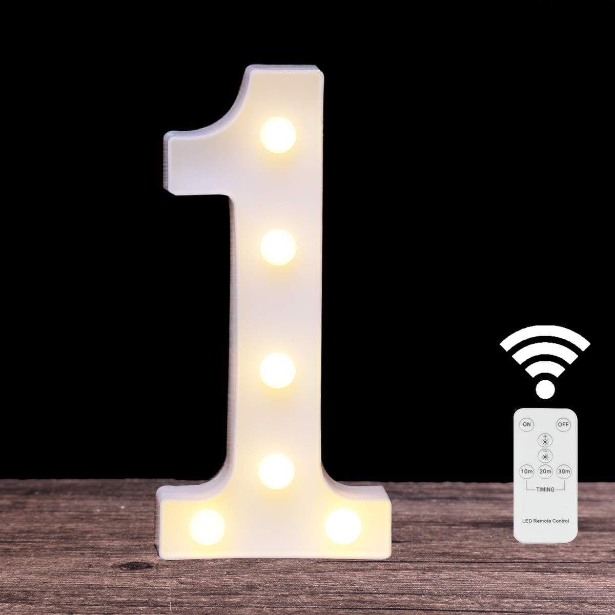LED Marquee Letters Lights Alphabet Light Up Number Sign Remote Control Letter Lamp for Wedding Birthday Party Battery Powered Christmas Lamp Home Bar Decoration (Number 1-Remote control)