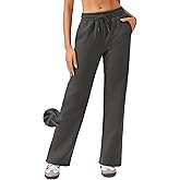 PINSPARK Fleece Sweat Pants for Womens Straight Legs Winter Sweatpants High Waisted Workout Pants