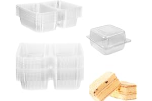 Guoguiming 80 Pcs Cake Slice Boxes, Transparent Hinged Food Container, Clear Clamshell Take Out Containers with Lid, Reusable
