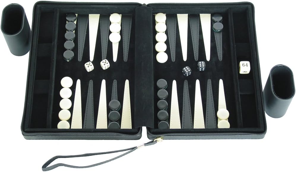 Magnetic Portfolio Backgammon Set - Small Travel Case, Black