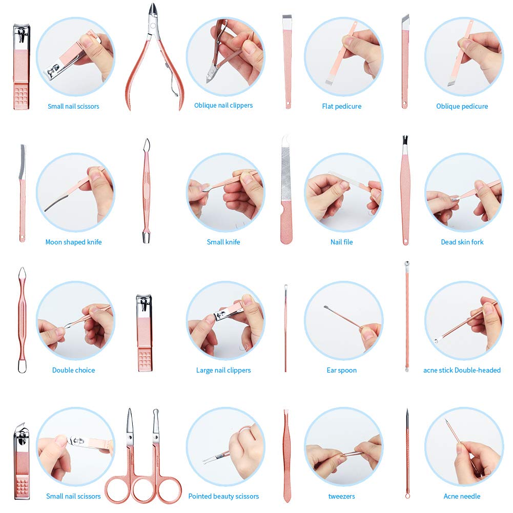 Manicure Pedicure Set, Arony 17 in 1 Stainless Steel Manicure Pedicure Kit, Manicure Kit, Nail Clipper Set, Professional Grooming Kit, Nail Tools with Luxurious Leather Travel Case: Beauty