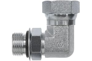 Brennan Industries 6901-08-08-NWO-FG Forged Steel 90 Degree Elbow Tube Fitting, 3/4"-16 SAE ORB x 1/2"-14 NPSM Thread, 1/2" Male Adjustable O-Ring Boss x 1/2" Female NPTF Swivel