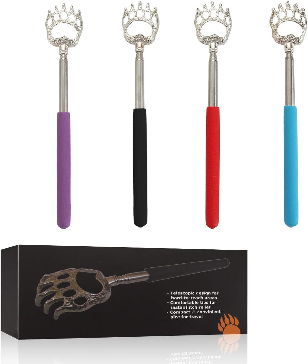 (4-Pack) Plazuria Portable Extendable Telescopic Bear Claws Metal Back Scratchers/Hand Massager/Backslap with Rubber Handles: Health & Personal Care