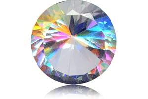 REAL-GEMS Faceted Fire Mystic Topaz - 23.65 Ct Round Cut White Loose Gemstone For Jewelry