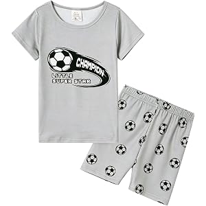 Boys Pajama Set Short Sleeve T-Shirt & Shorts 2 Piece Kids Summer Sleepwear Soft Loungewear