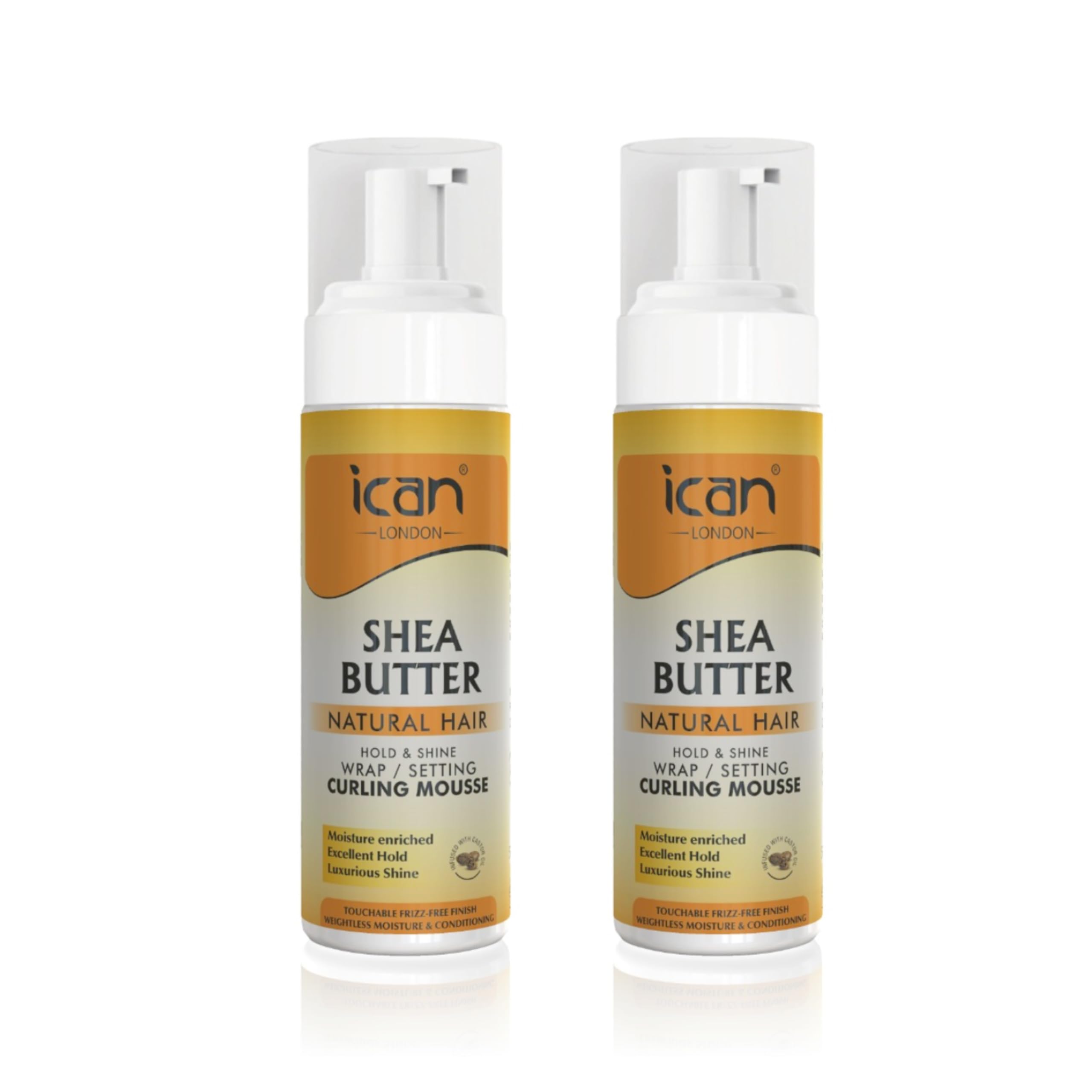 ICAN LONDON SHEA BUTTER WRAP SET MOUSSE FOR SOFT, SMOOTH HOLD & SHINE 2 X 207ML