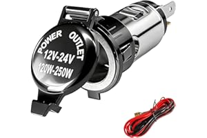 CCHRN Car Cigarette Lighter Socket, 12V/24V Waterproof Female Power Outlet Plug with Cover & Cable, Dustproof Cigarette Light