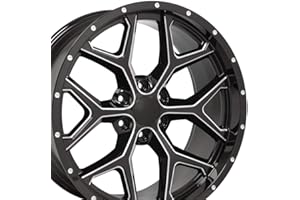 OE Wheels LLC 22 inch Rim Fits 6x139.7 Silverado Suburban Tahoe Sierra Yukon Escalade CV98 22x9.5 Black with Milled Edge Wheels Hollander: 5668