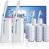 Hohoky Disposable Toilet Brush Cleaning System, Two Sets of Wands and 60p Refills Pads Replacement Heads, Wall Mounted Toliet Stick Wand Starter Kit Bathroom Maintenance, Toilet Bowl Cleaner Holder