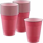 New Pink Plastic Cups (Pack of 20) - 18 oz. - Versatile Drinkware for Indoor & Outdoor Parties, Weddings, Birthdays, Celebrations & More