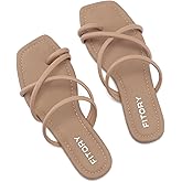 FITORY Women's Slide Sandals Flat Toe Ring Thongs with Cross Strap for Summer Size