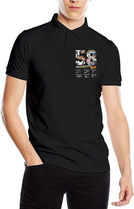 Amazon.com: Sherrygeoffrey 58 Years of James Bond Anniversary Men's Polo Shirts Black: Clothing