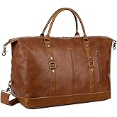 BAOSHA Vegan Leather Travel Duffel Tote Bag Overnight Weekender Bag Oversized for Men and Women HB-14 (Brown)