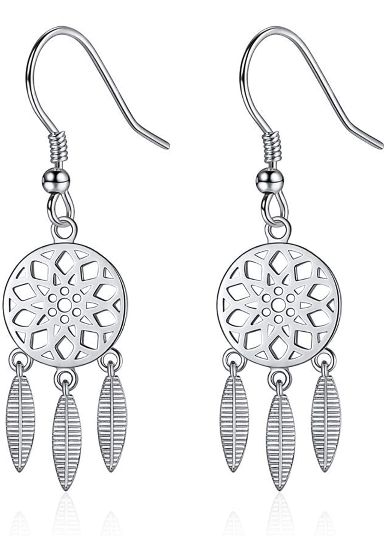 Iszie 925 Sterling Silver DreamCatcher Dangle Drop Hook Earrings For Women Gift for Girls Women