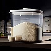LivLab Rice Container - 25 Lbs/12KG/12L Rice Dispenser Storage with Measuring Cup Food Cereal Container Bins Pet Food Container Household for Kitchen Pantry Organization,White