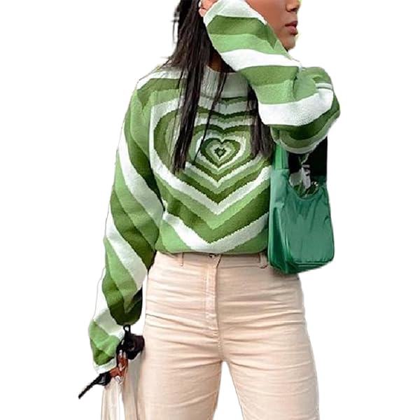 Women Valentines Day Heart Sweater Long Sleeve Crewneck