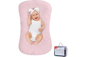 Vicorise Baby Lounger 100% Cotton,Infant Lounger Baby Nest Baby Bed,Baby Nest Lounger Baby Lounger Pillow for Newborn 0-24 Months,Newborn Babies Essentials Gifts,Pink