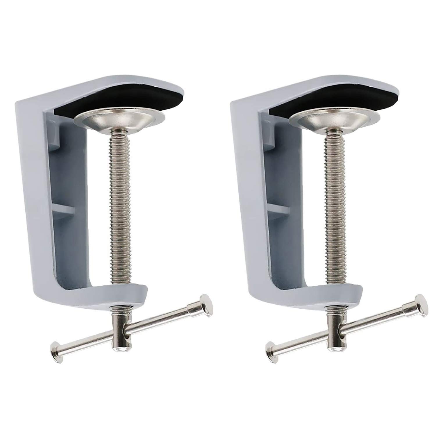 POFET 2pcs Adjustable 0-56mm/0-59mm Arm Desk Clamp Table Lamp Clip Holder Metal Stand- 2 Colors Can Choose - White, 90mm