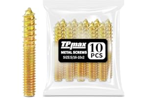 TPmax 10 Pack 5/16-18 x 2 Inch Hanger Bolts Double Headed Bolts Self-Tapping Screw Hanger Bolts for Furniture (5/16-18" x 2")
