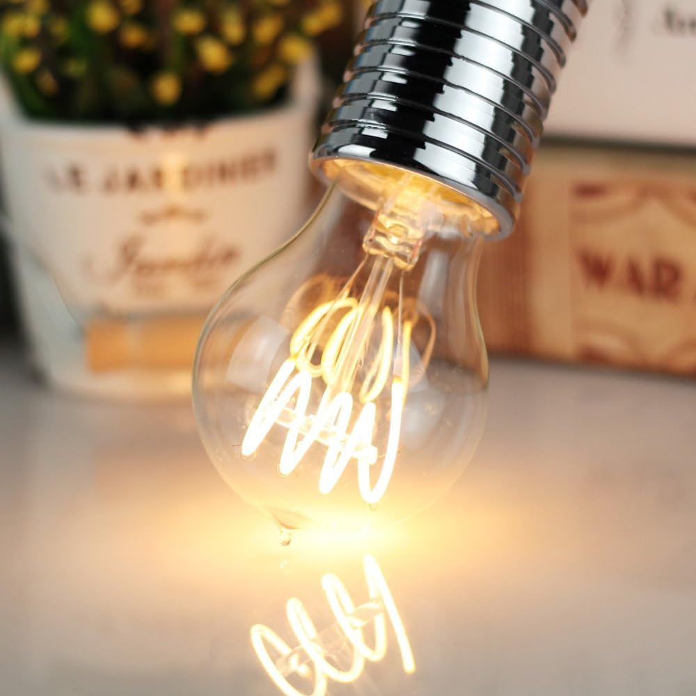 TIANFAN Led Bulbs Vintage Light Bulb 4W Dimmable Antique Edison Bulb Led Filament 220/240V Clear Glass Warmth Glow (A60 Quad Loop)