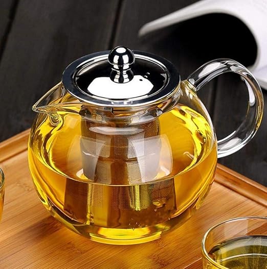 Cjji Tetera de vidrio con infusor extraíble - Tetera de vidrio de ...