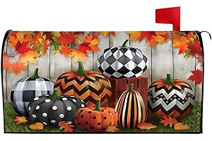 BLLESQELAX Fall Mailbox Cover Magnetic Standard Size 21 x 18 inch, Autumn Maple Leaf Pumpkin Magnetic Mailbox Cover Waterproof Post Box Magnetic Covers for Garden Patio Decoration