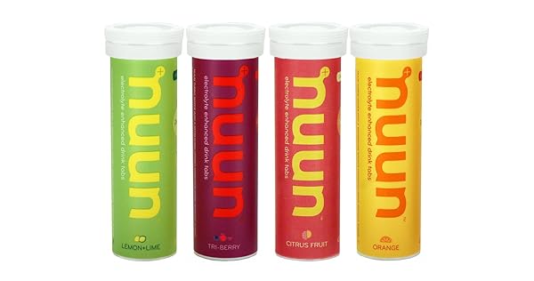 NUUN SPORT ELECTROLYTE TABLETS WITH MAGNESIUM, CALCIUM, POTASSIUM, CHLORIDE & SODIUM, GLUTEN FREE & VEGAN, MIXED FLAVORS, 4 PACK (40 SERVINGS TOTAL)