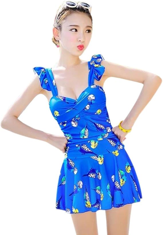 Amazon ワンピース水着 レディース 大人スタイル 可愛い 鳥柄 女性用 オール 水着 ワンピース 通販