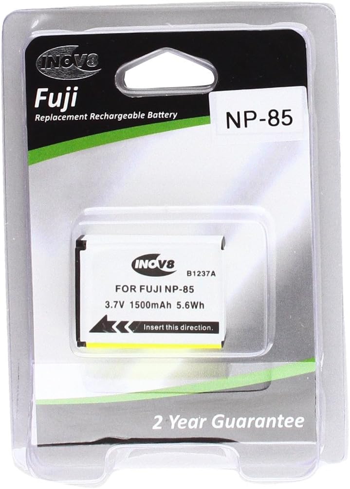 Inov8 Replacement Lithium Digital Camera Battery R-C-B Fuji NP-85, NP 85, NP85, 1300mAh 3.7V (Pack of 2)