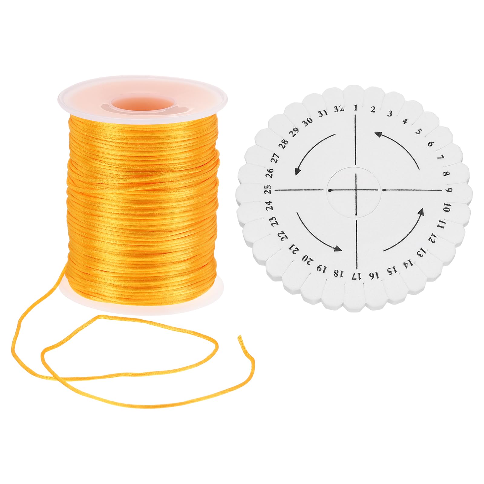 uxcell 109 Yards 1.5mm Satin String Cord, Polyester Cord Beading String with Disc Organizer for DIY Bracelet Necklace Chinese Knot Jewelry Making Macrame Trim, Golden