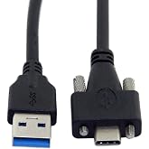 JSER USB 3.1 Type-C Dual Screw Locking to Standard USB3.0 Data Cable 1.2m Panel Mount Type for Industrial Camera