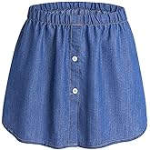 Huliyhus Denim Shirt Extender for Women Adjustable Layering Fake Top Lower Sweep Skirt Half-Length Splitting Mini Skirt Hemline Blue