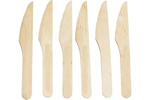 HUJI Wooden Knives - Disposable Wood Cutlery Silverware For Birthday Party Events Holiday Family Gathering Camping Picnics Potlucks 1 Set = 50 Count