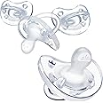 Chicco PhysioForma 100% Soft Silicone One Piece Pacifier for Babies Aged 0-6 Months | BPA & Latex Free | Reusable Sterilizing Case | Clear, 4pk