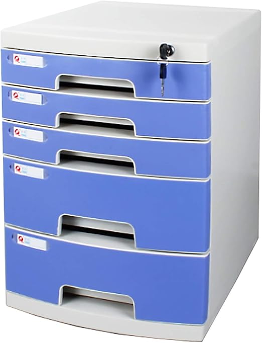 Amazon Com Storage Drawers Desk Storage Unit Organizer Lockable File Cabinet A4 Box For Office 5 Tier Gray Blue White File Cabinet Color Blue Home Kitchen