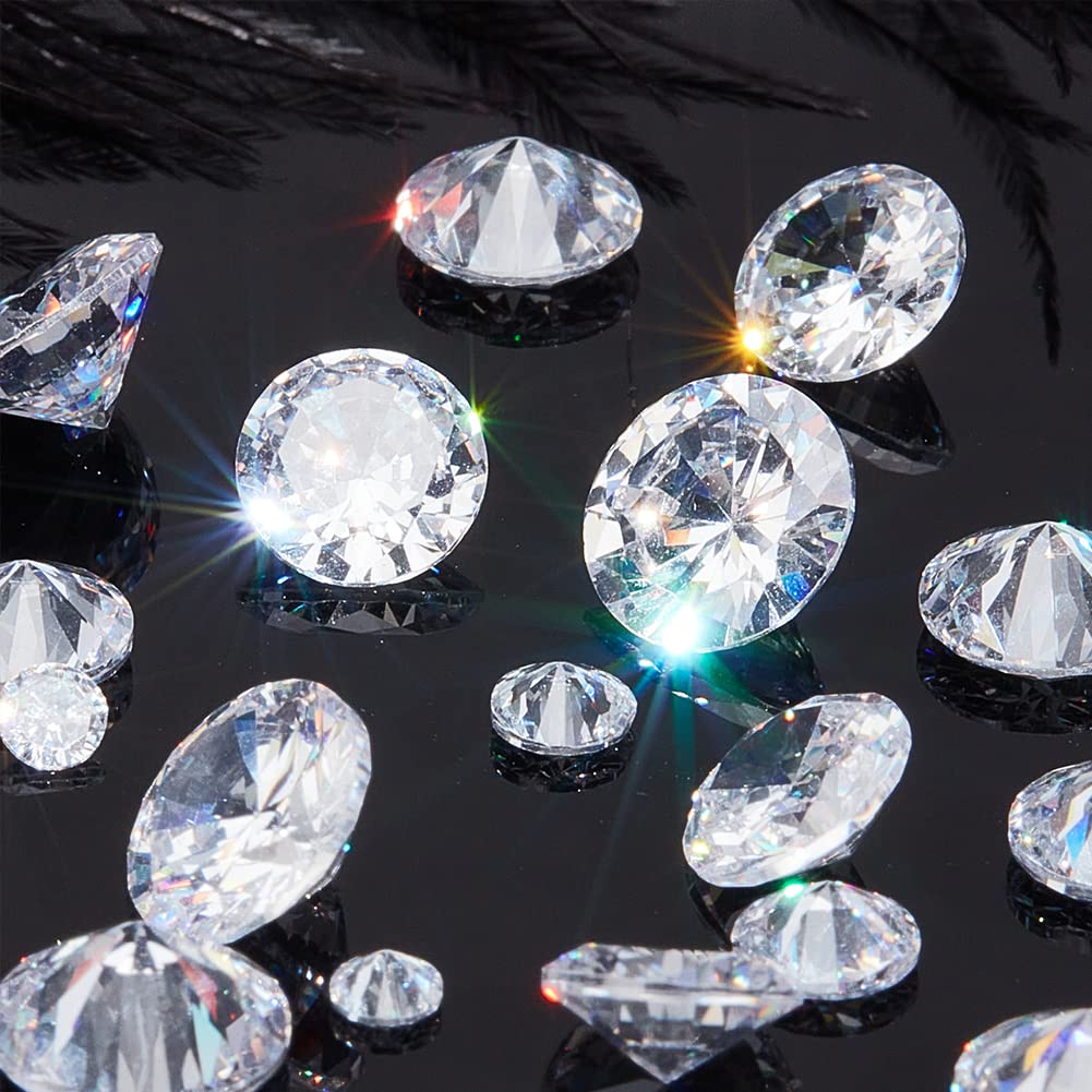 PH PandaHall 120pcs 6 Sizes 3mm-8mm Clear Cubic Zirconia Stone Loose CZ Stones Faceted Cabochons for Earring Bracelet Pendants Jewelry DIY Craft Making