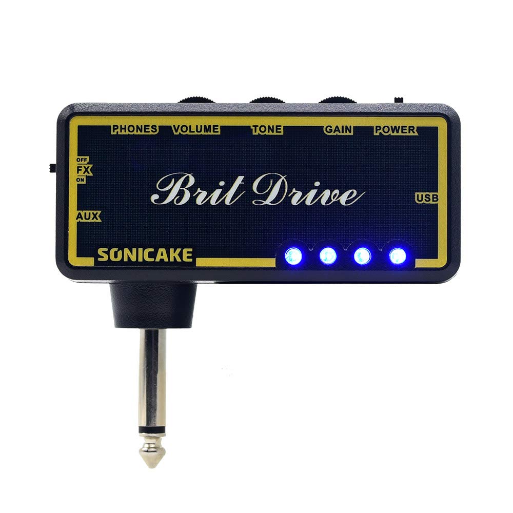 Sonicake Guitar Headphone Amp PlugIn Type Brit Drive with Reverb and