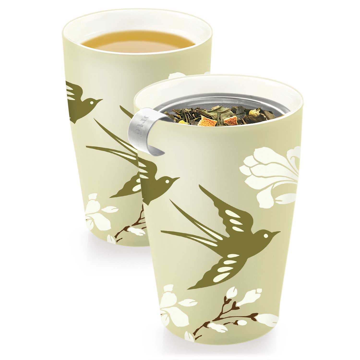 Tea Forte KATI Single Cup Loose Leaf Tea Brewing System, Insulated Ceramic Mug with Tea Infuser